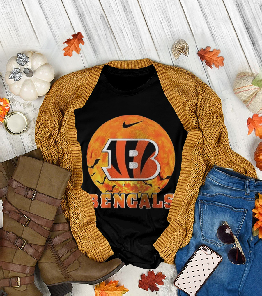 Cincinnati Bengals Halloween Nike Bats Pumpkin T-Shirt