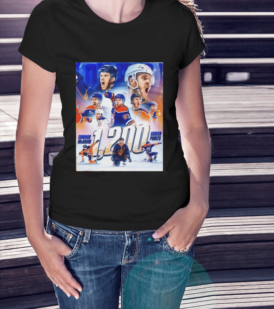 Connor McDavid 1200 Career Points NHL Record T-Shirt