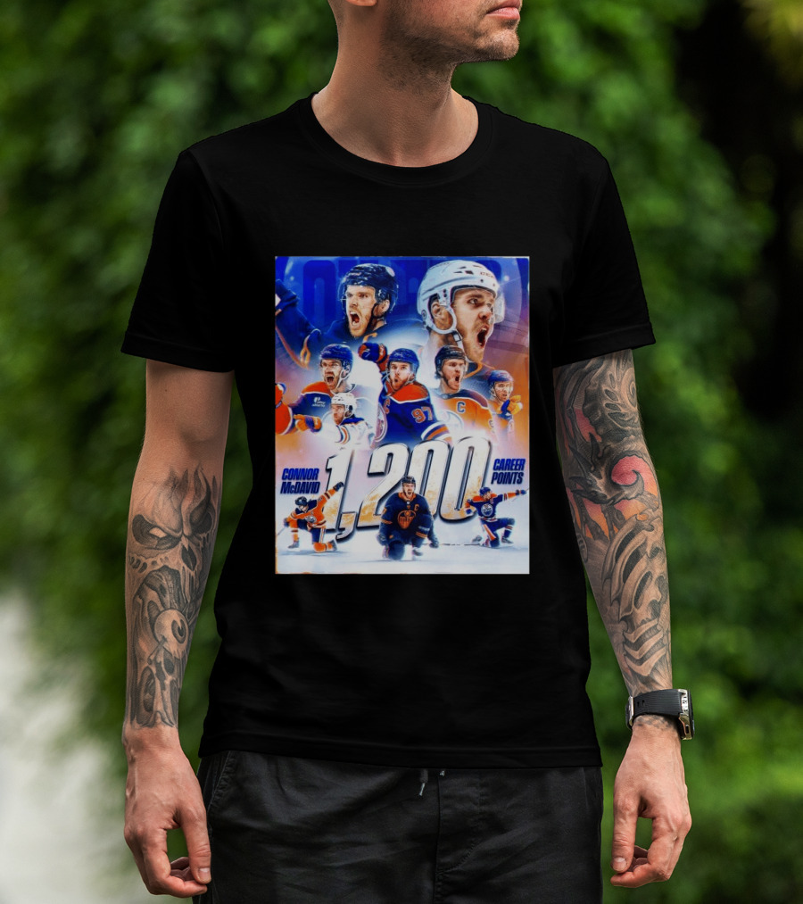 Connor McDavid 1200 Career Points NHL Record T-Shirt