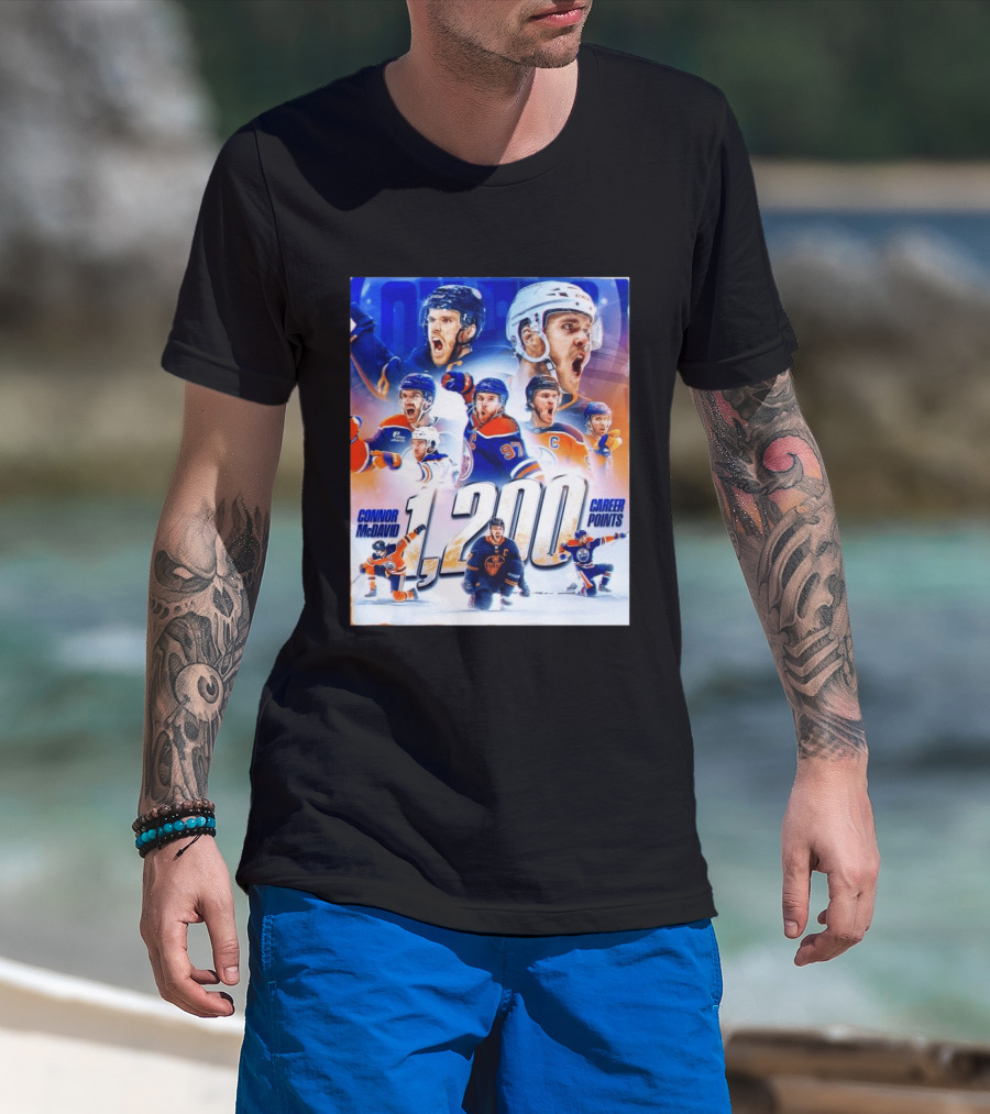 Connor McDavid 1200 Career Points NHL Record T-Shirt