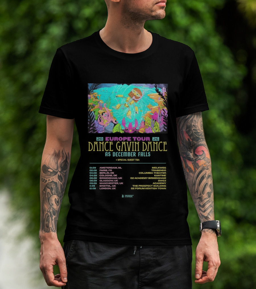 Dance Gavin Dance As December Falls 2026 UK EU Tour Schedule Dates T-Shirt