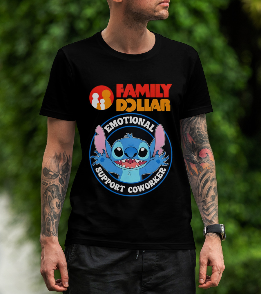 Family Dollar Emotional Support Coworker Stitch T-Shirt