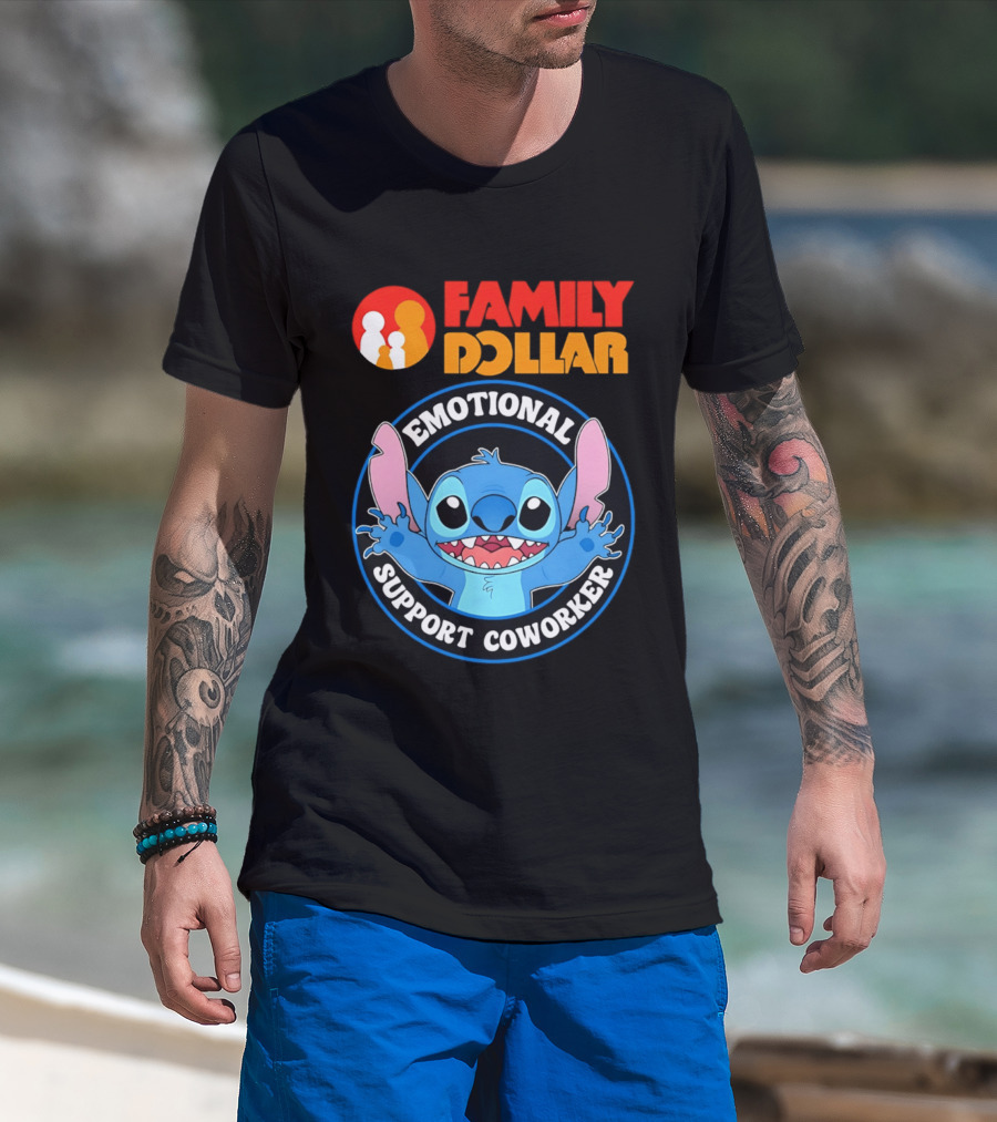 Family Dollar Emotional Support Coworker Stitch T-Shirt