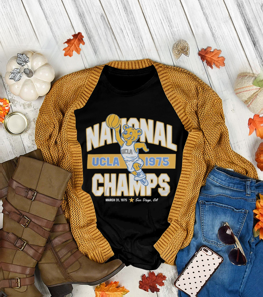 UCLA Bruins National Champs 1975 March 31 San Diego Basketball Bear T-Shirt