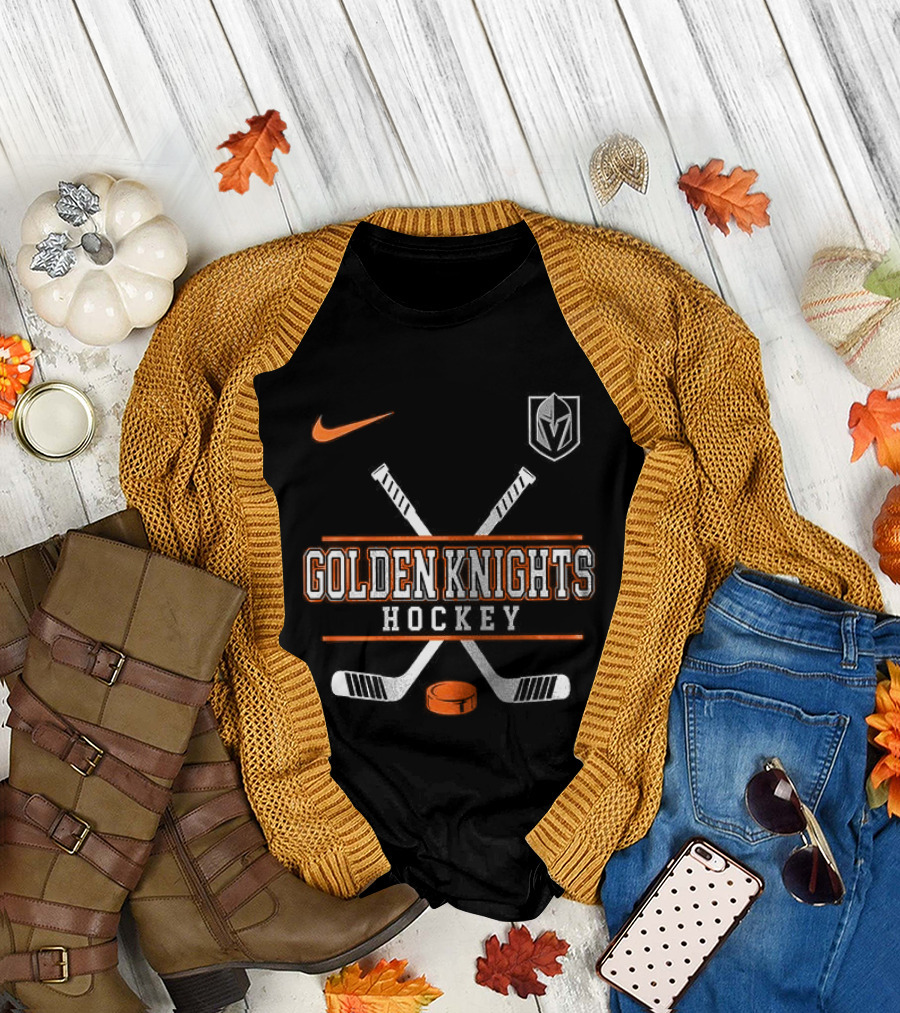 Nike Vegas Golden Knights Hockey Crossed Sticks T-Shirt