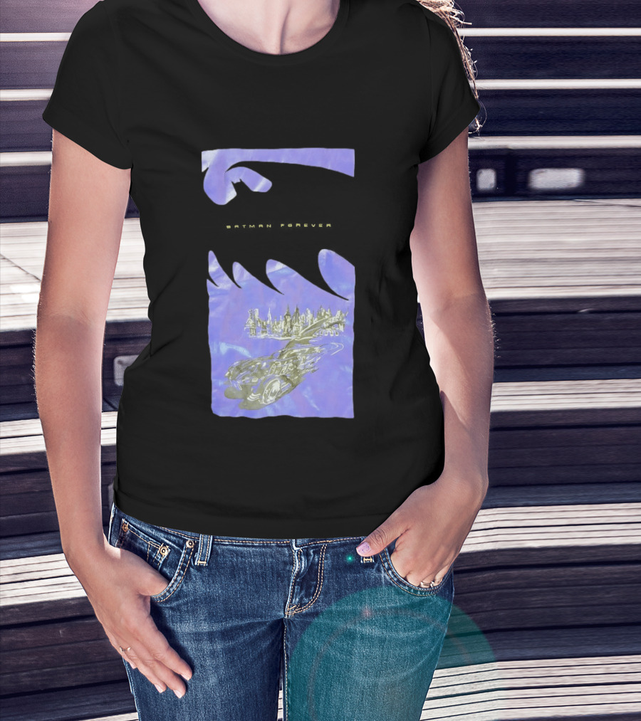 Photos Of A Batman Forever Gotham City Skyline Batmobile T-Shirt