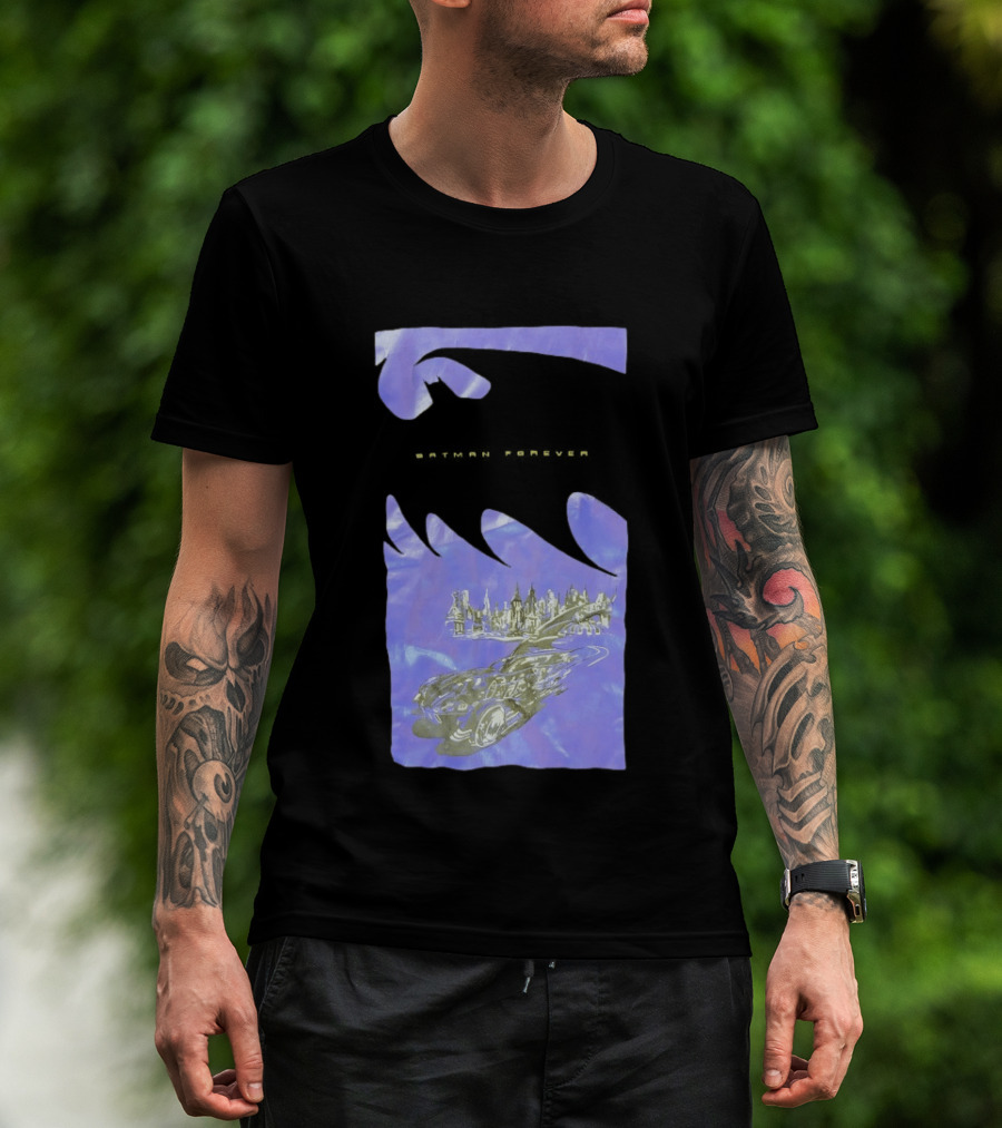Photos Of A Batman Forever Gotham City Skyline Batmobile T-Shirt