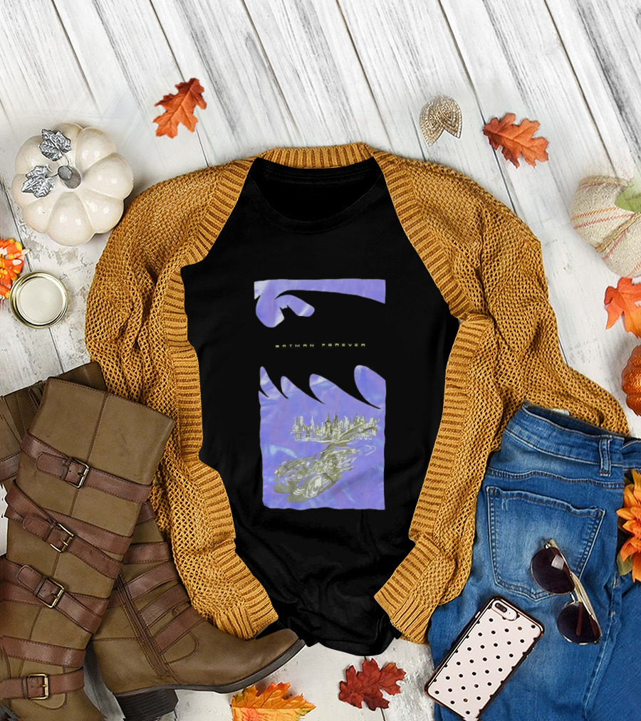 Photos Of A Batman Forever Gotham City Skyline Batmobile T-Shirt