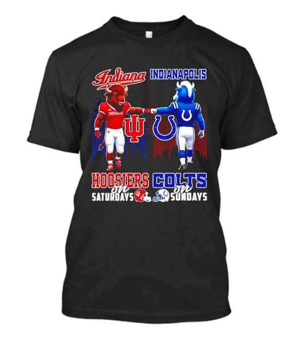 Indiana Hoosiers Saturdays Vs Indianapolis Colts Sundays Skyline Football T-Shirt