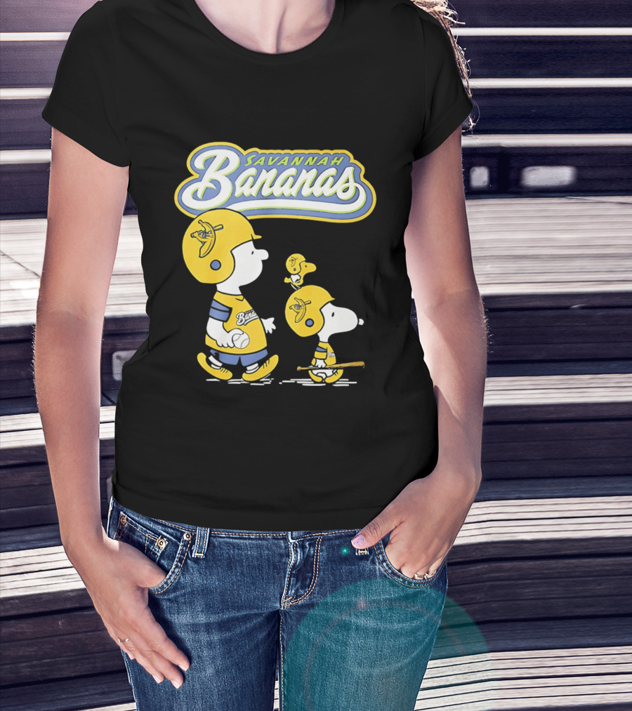Savannah Bananas Snoopy Peanuts Baseball Player Helmet Bat T-Shirt