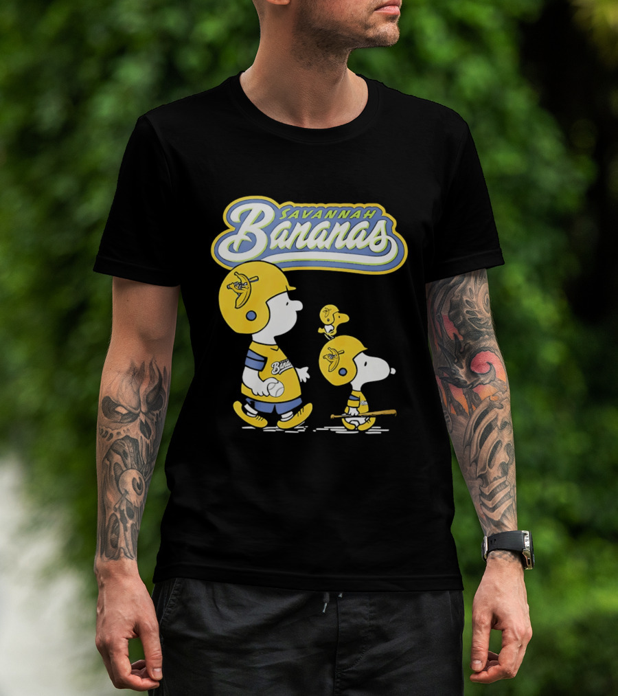 Savannah Bananas Snoopy Peanuts Baseball Player Helmet Bat T-Shirt