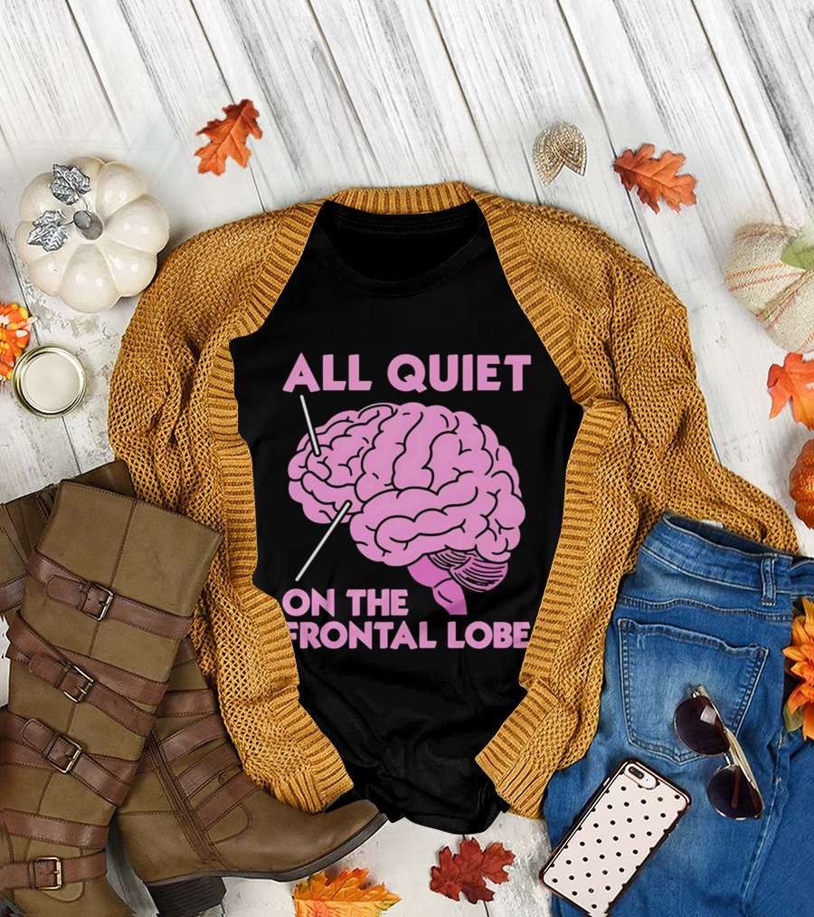 All Quiet on the Frontal Lobe Pink Brain T-Shirt