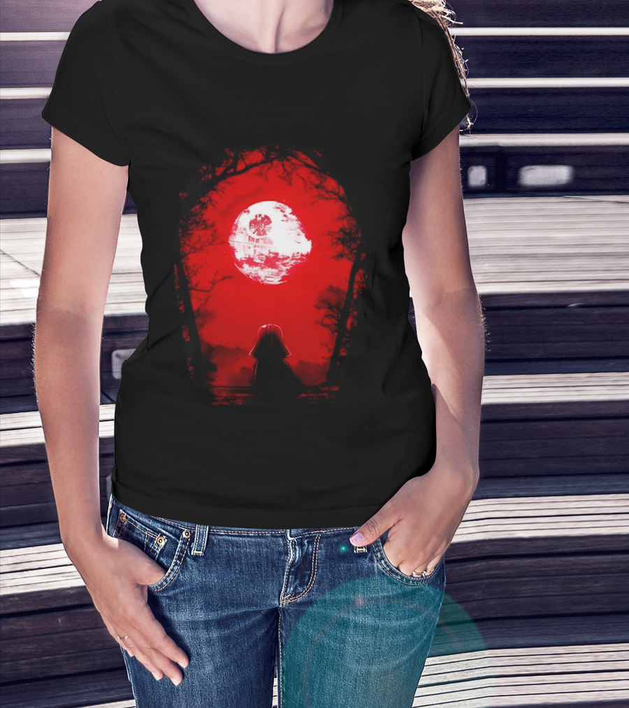 Darth Vader Blood Moon Dark Side Negative Forest Scene T-Shirt