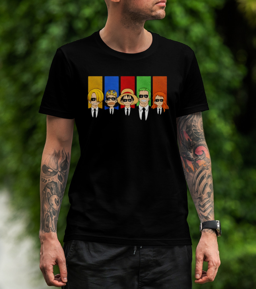 Reservoir Pirates One Piece Anime Characters Mashup Luffy Zoro Nami Sanji Usopp T-Shirt