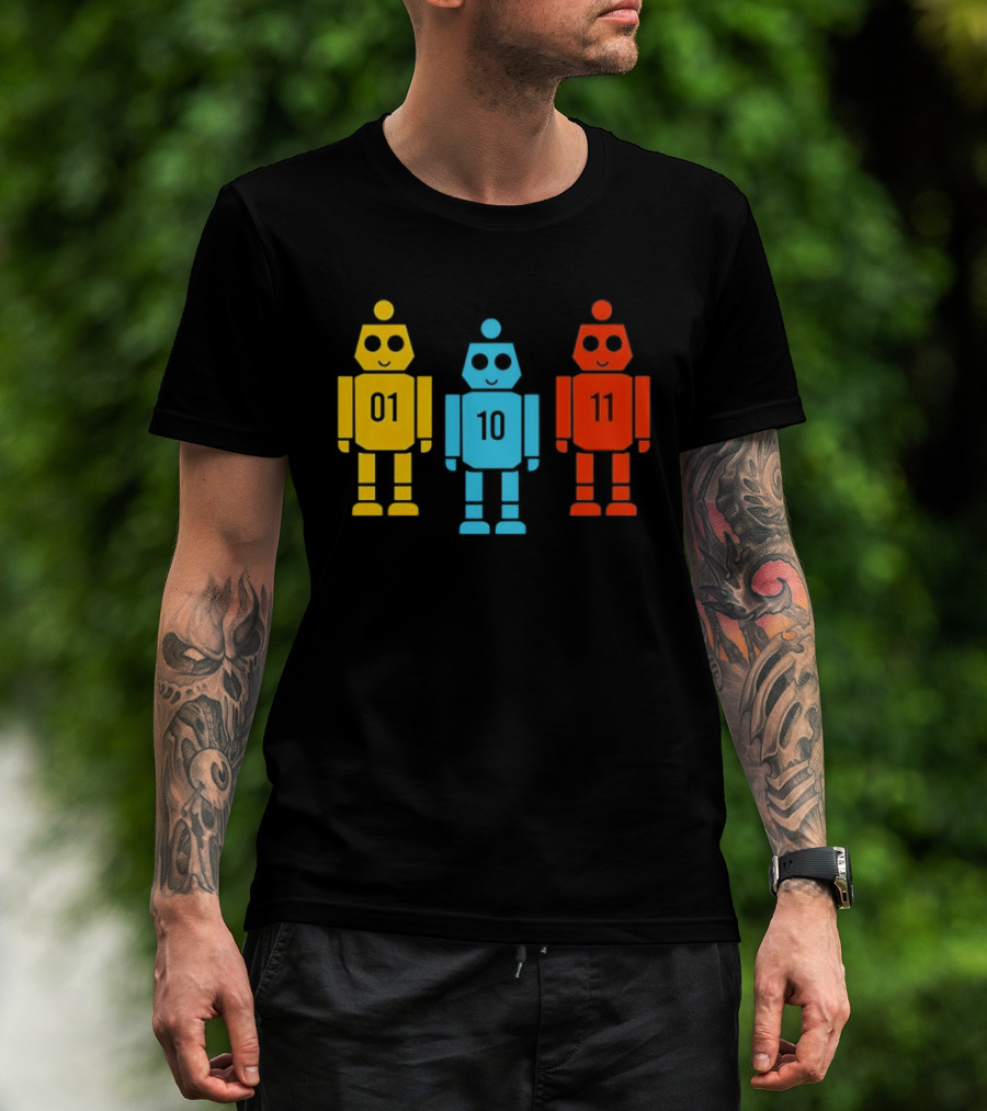 Robot 01 10 11 Trio Colorful Robot T-Shirt