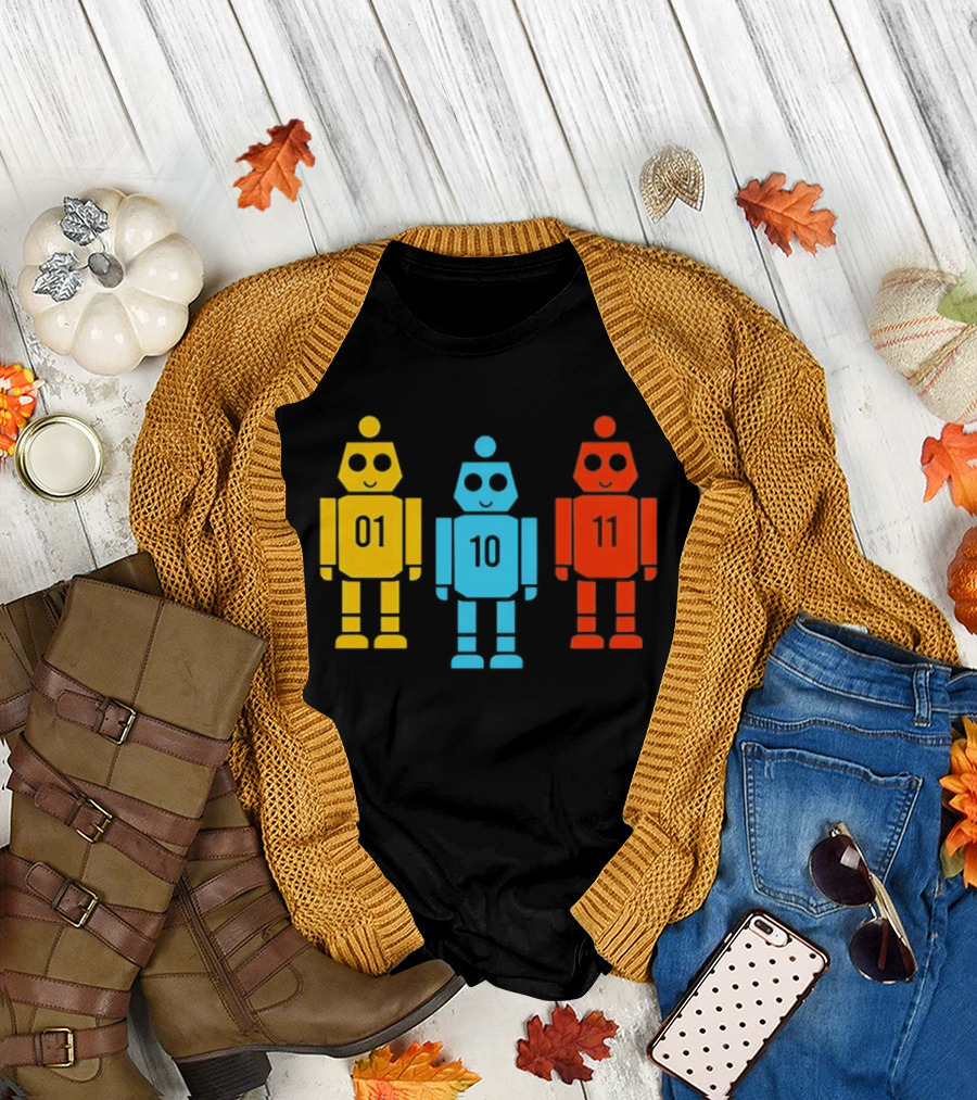 Robot 01 10 11 Trio Colorful Robot T-Shirt