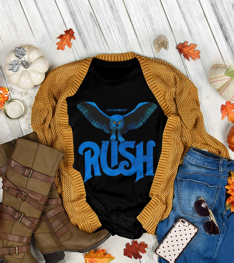 Rush Fly By Night Owl Album Art Iconic Rock Band T-Shirt