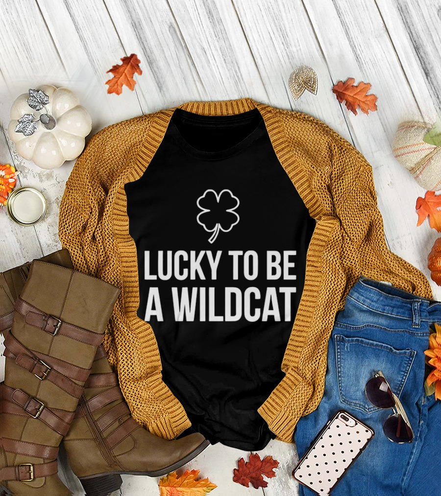 Lucky To Be A Wildcat Clover St Patrick's Day T-Shirt
