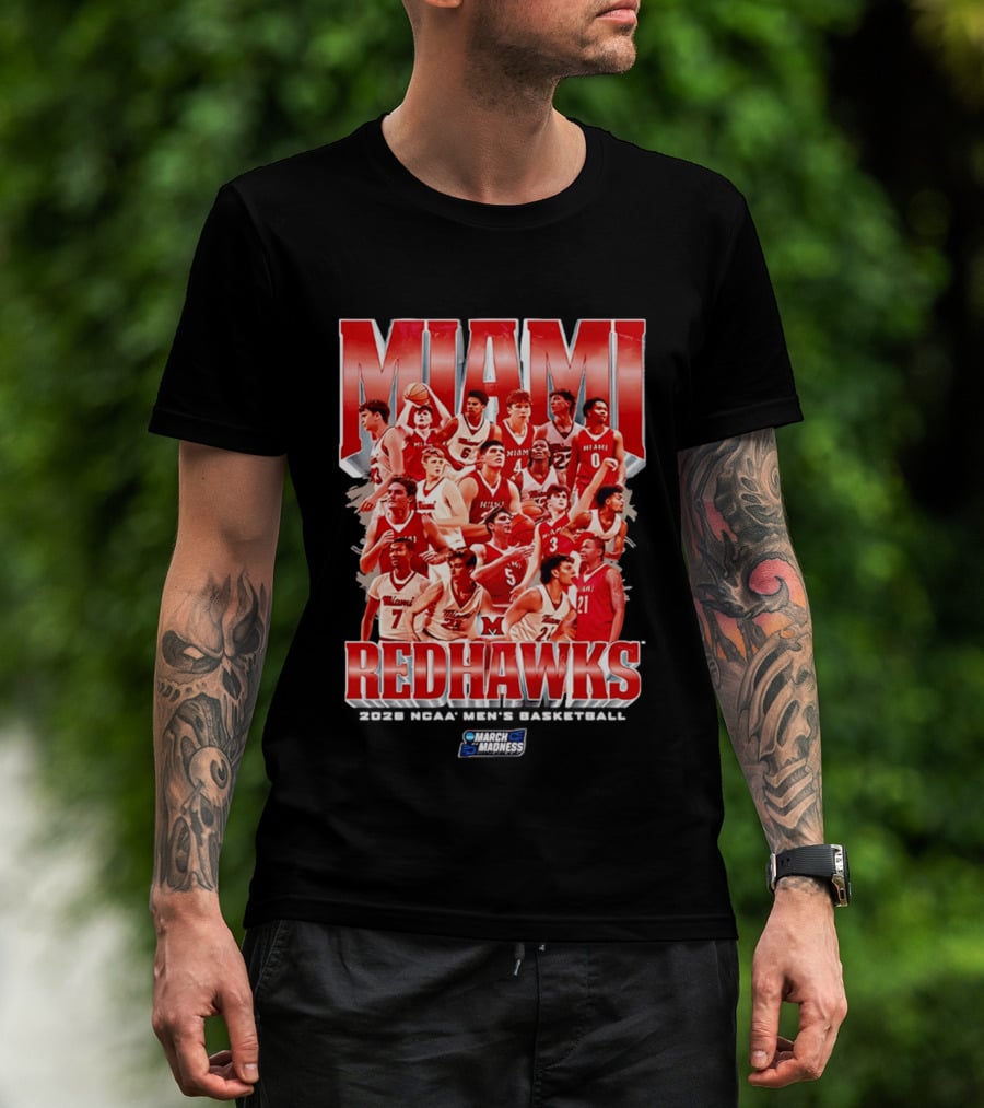 Miami RedHawks Basketball NCAA March Madness 2026 Team Collage T-Shirt