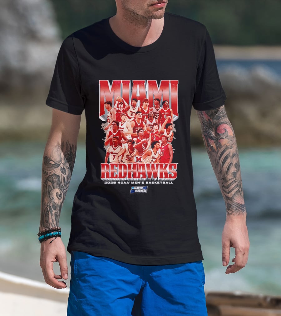 Miami RedHawks Basketball NCAA March Madness 2026 Team Collage T-Shirt