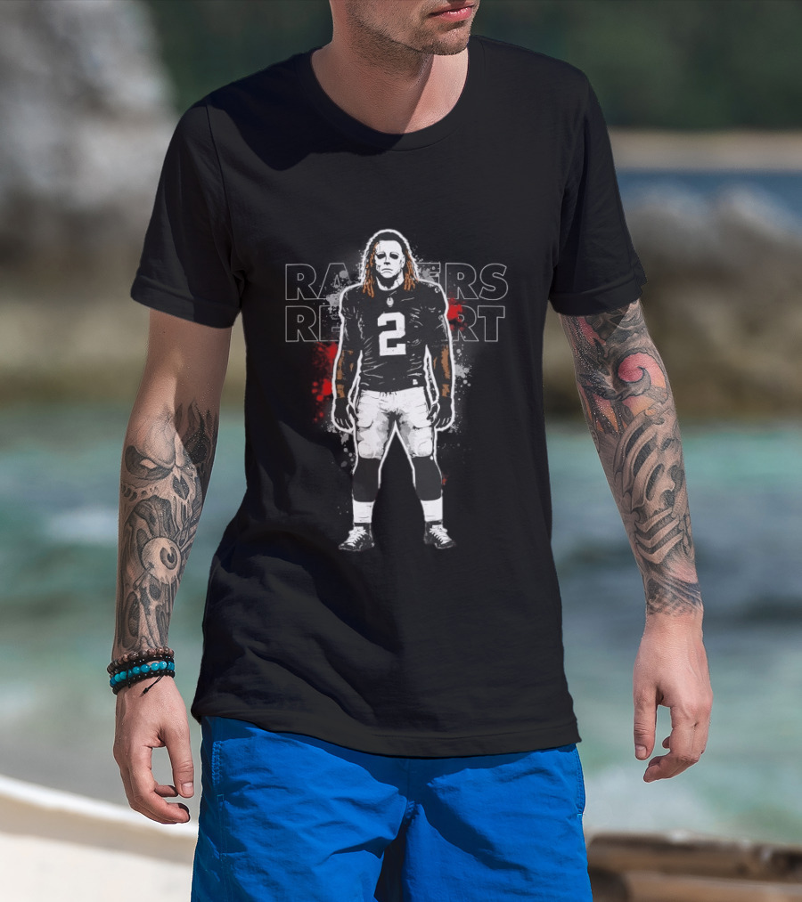 Las Vegas Raiders Michael Myers Number 2 Standing On Business Halloween Football Fan T-Shirt