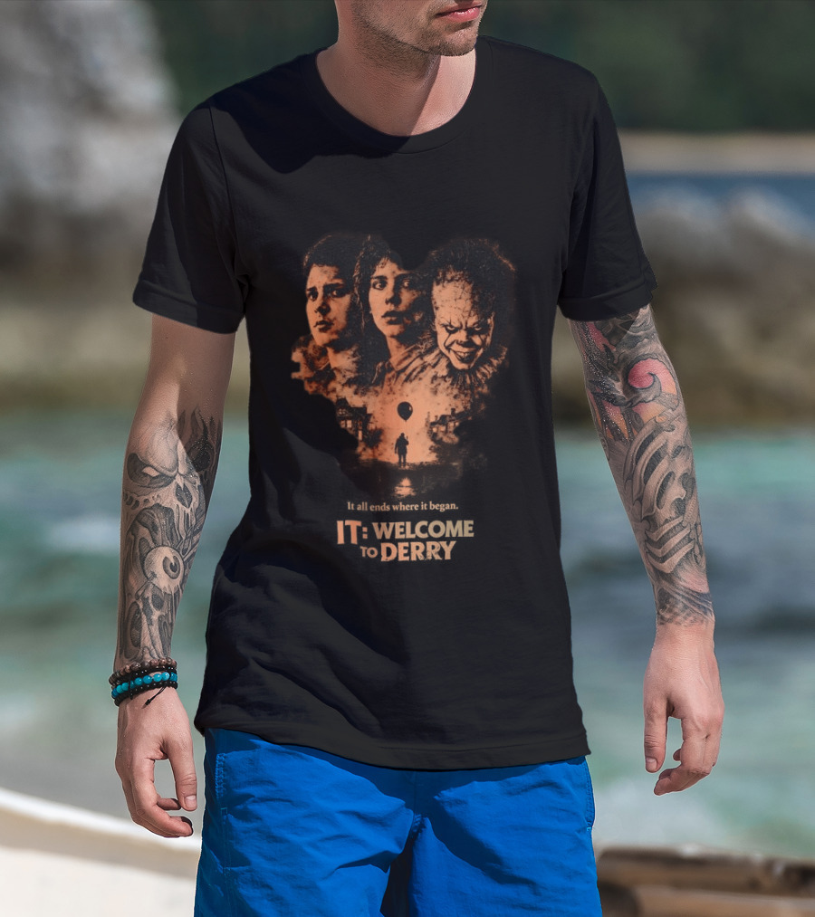 It All Ends Where It Began Welcome To Derry Floating Balloon And Eerie Town T-Shirt