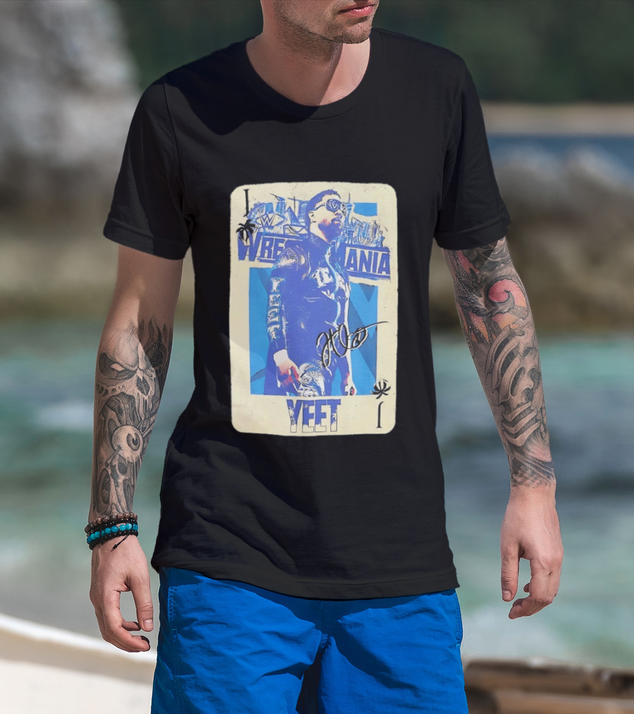 WWE Jey Uso WrestleMania Card Yeet Playing Card T-Shirt