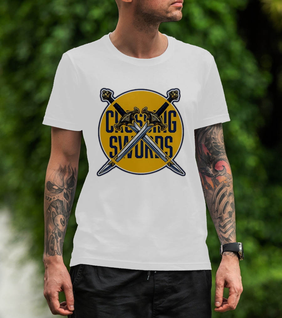 Crossing Swords Podcast Emblem Medieval Sword T-Shirt