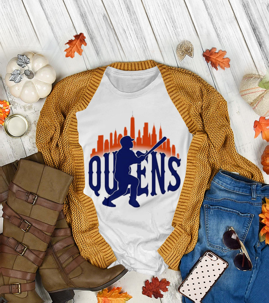 New York Mets Queens Baseball Skyline MLB T-Shirt