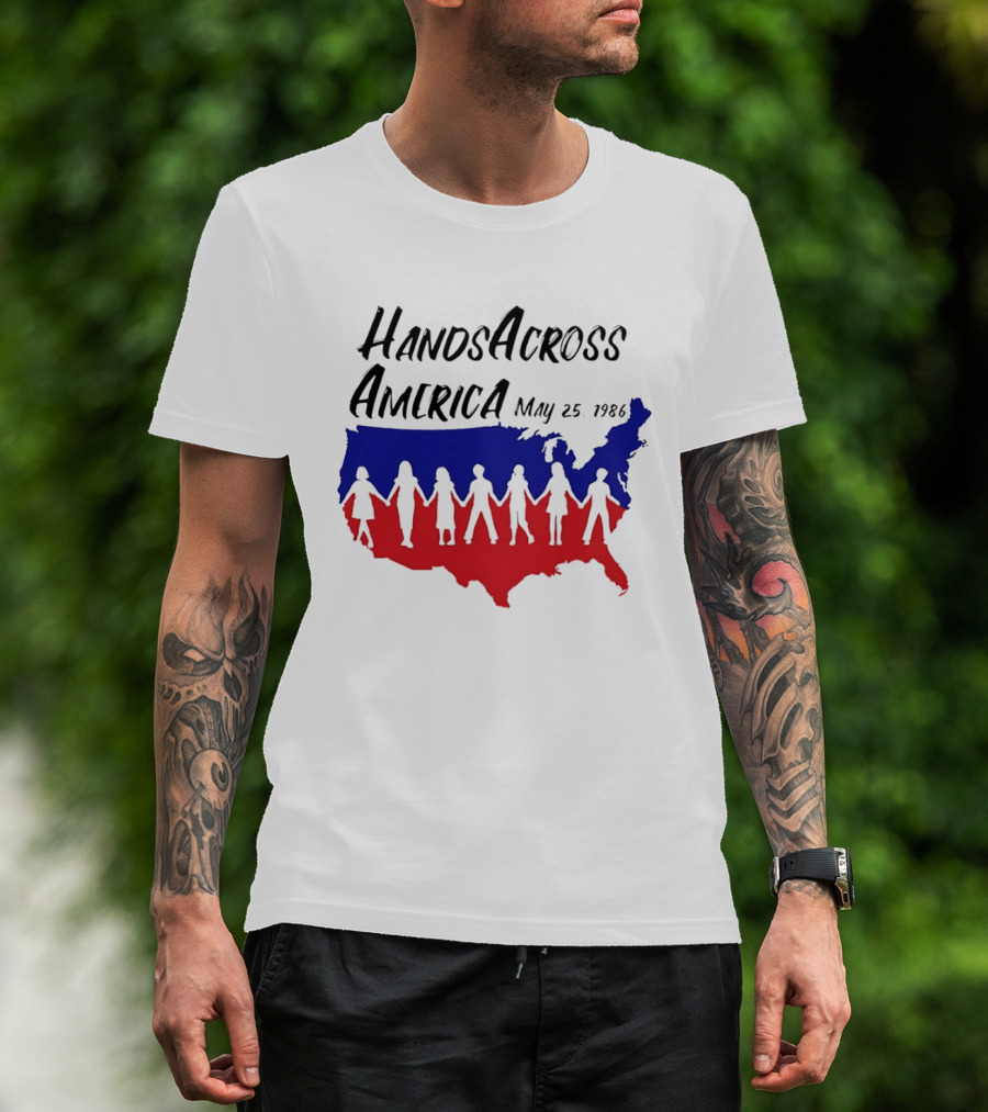 Hands Across America May 25 1986 USA Map T-Shirt