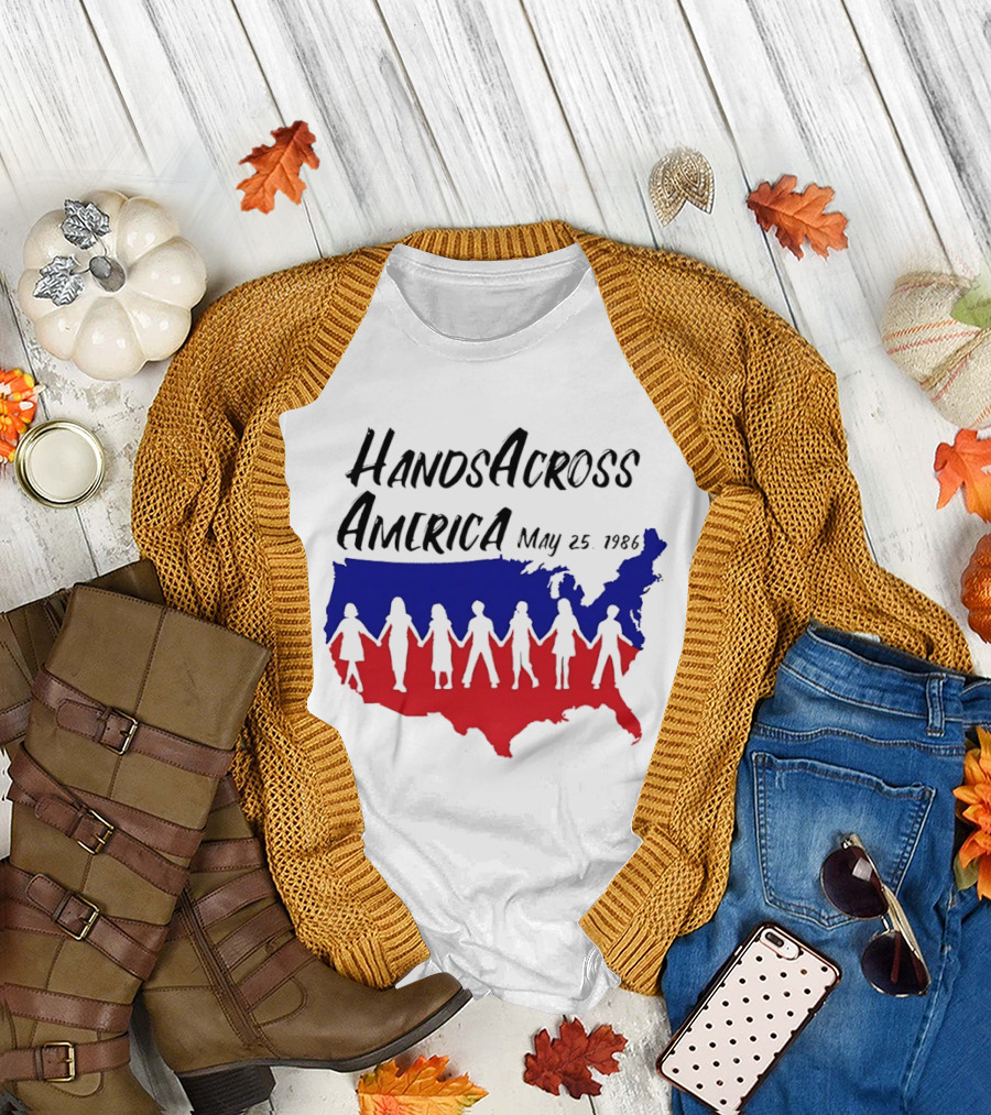 Hands Across America May 25 1986 USA Map T-Shirt