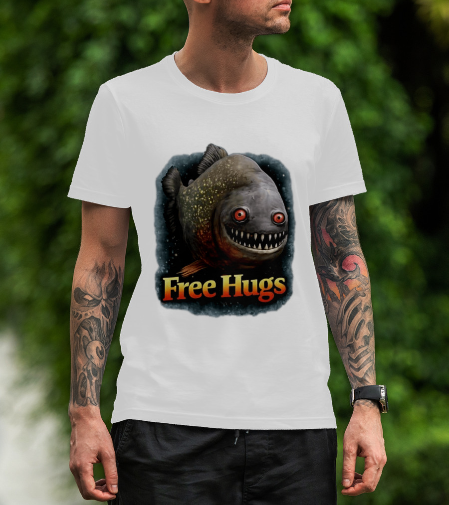 Piranha Free Hugs Creepy Fish Joke T-Shirt