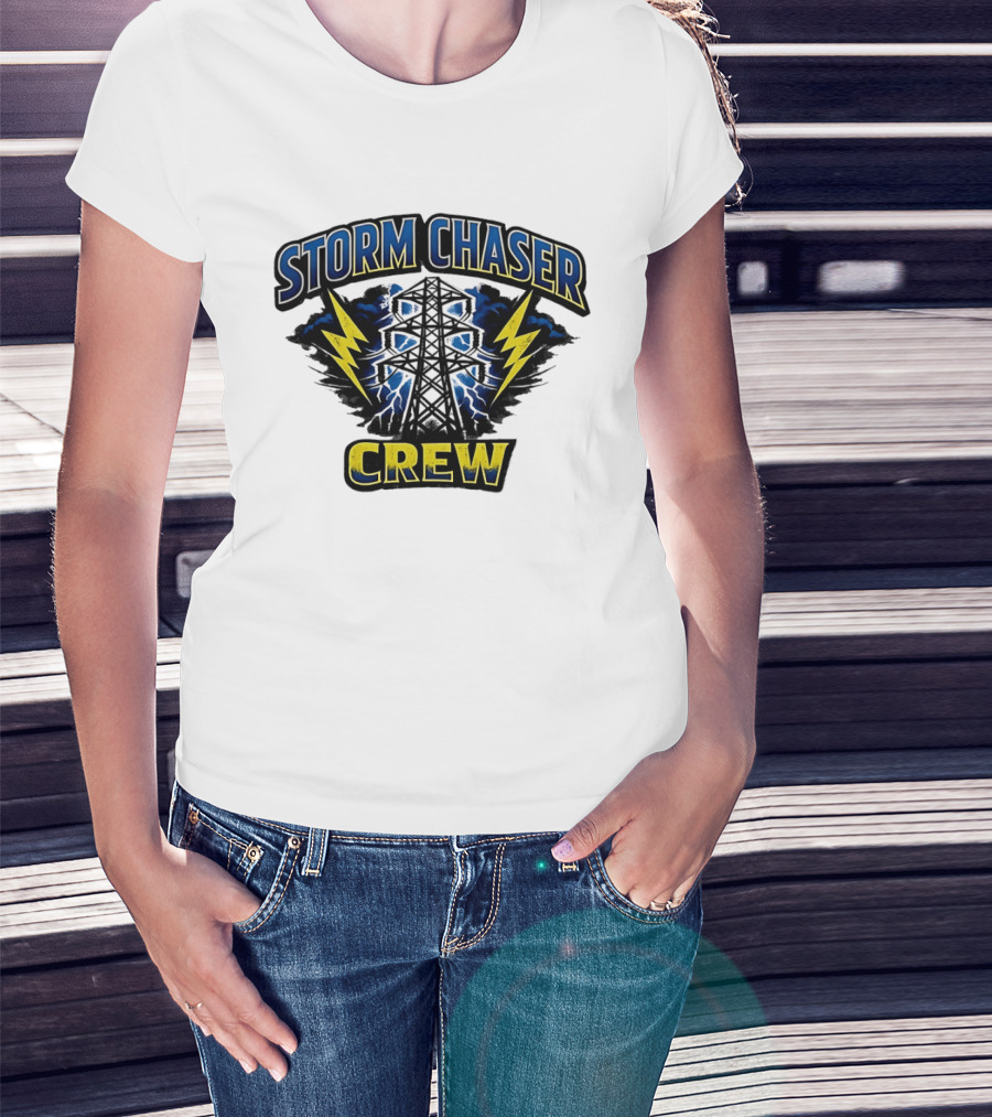 Storm Chaser Crew High Voltage Power Pole Lightning T-Shirt