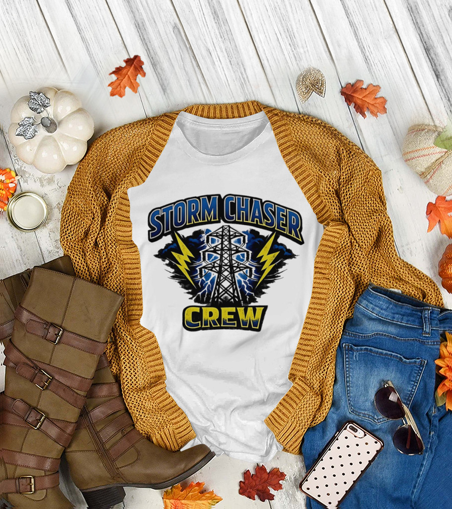 Storm Chaser Crew High Voltage Power Pole Lightning T-Shirt
