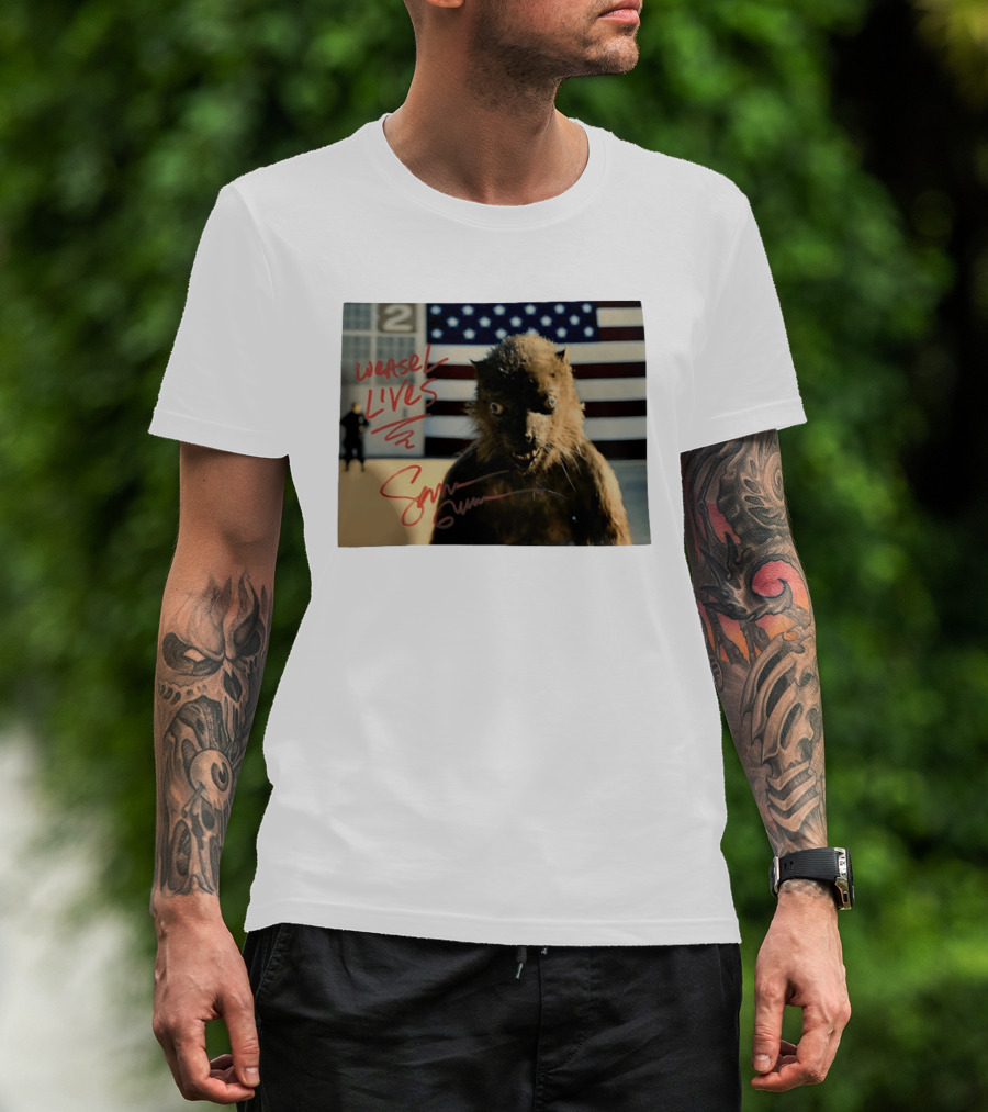 Weasel Lives The Suicide Squad American Flag Scene T-Shirt