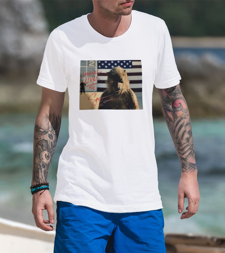 Weasel Lives The Suicide Squad American Flag Scene T-Shirt