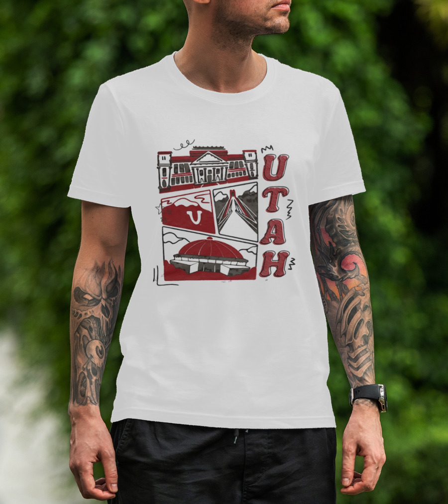 Utah Utes Campus Landmarks Huntsman Center Graphic Red T-Shirt