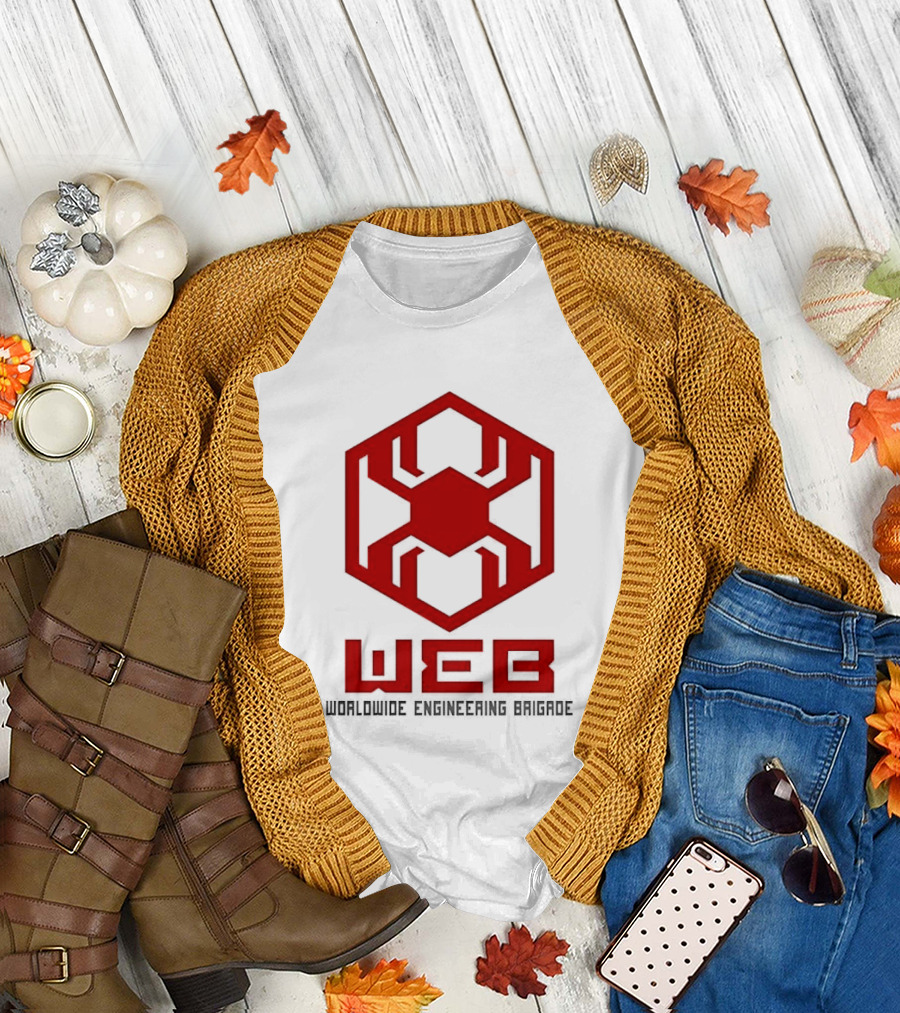 WEB Worldwide Engineering Brigade Red Spider Hexagon T-Shirt