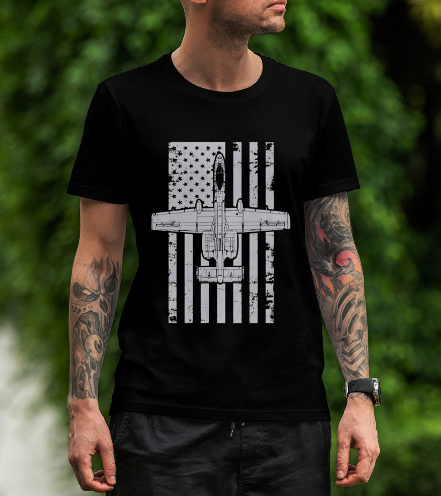 A 10 Warthog American Flag Distressed T-Shirt