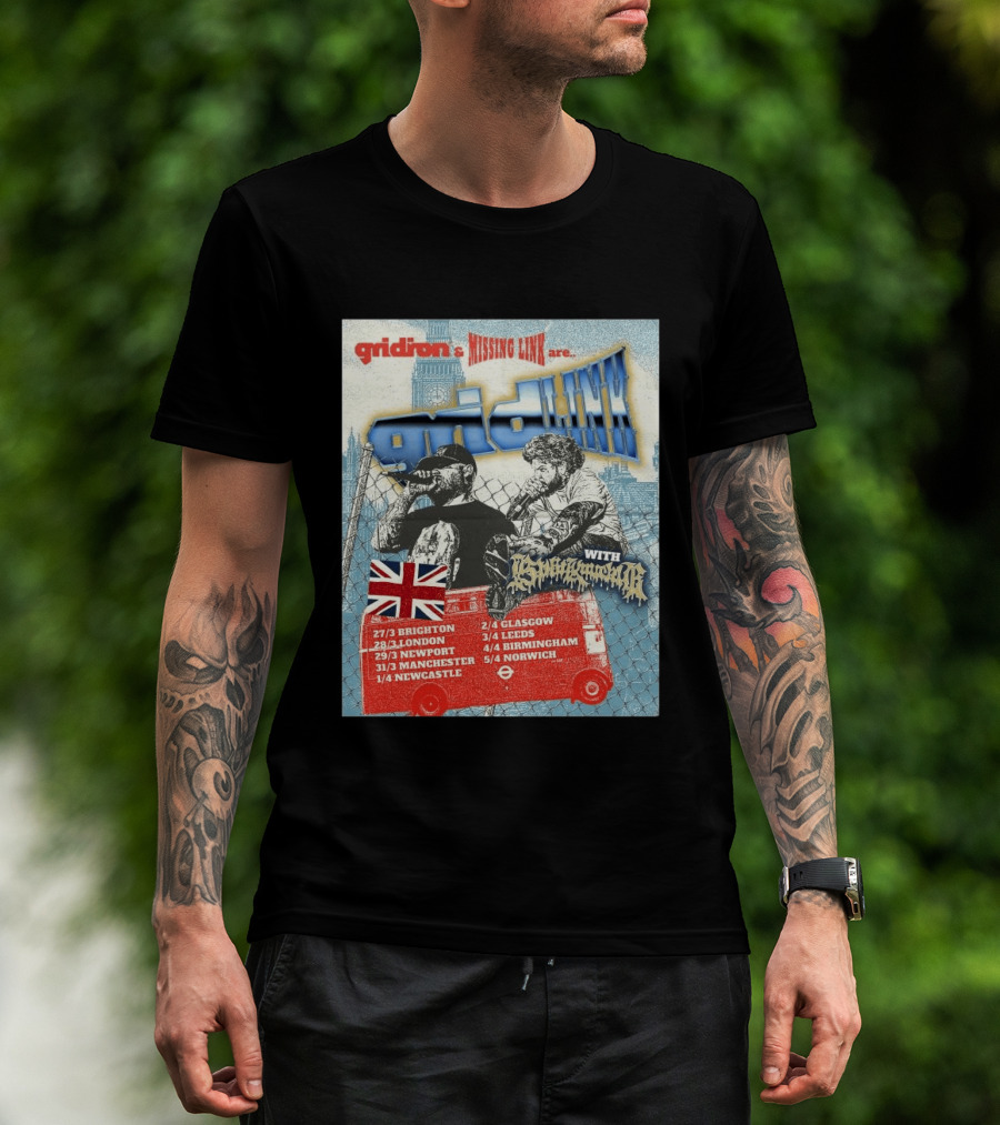 Gridiron X Missing Link UK 2026 Tour With Gridlink Dates And British Flag T-Shirt