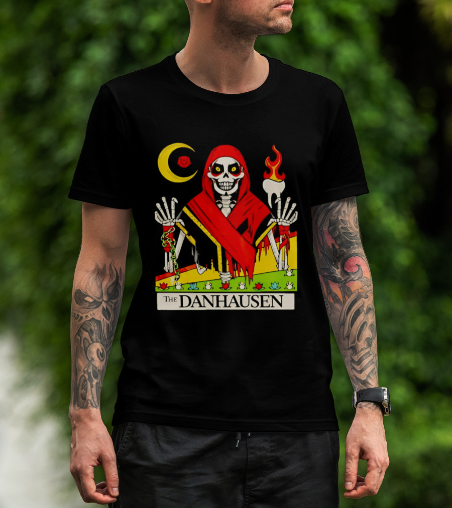 Skeleton In Red Outfit With Cursed WWE Tooth Danhausen T-Shirt