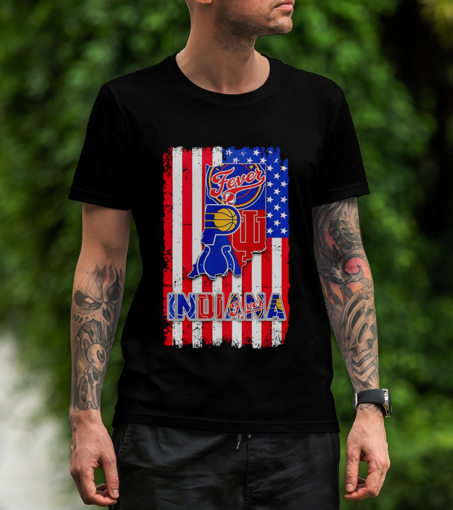 Indiana Fever Pacers Hoosiers American Flag T-Shirt