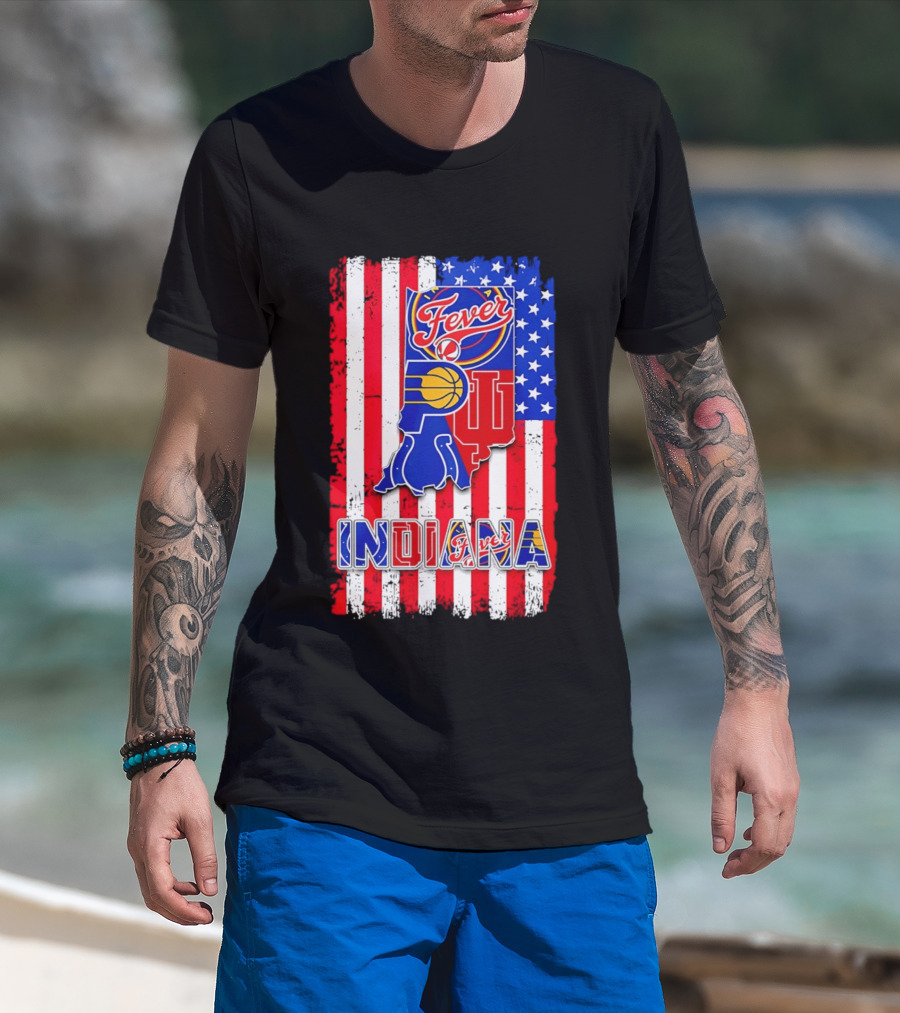 Indiana Fever Pacers Hoosiers American Flag T-Shirt