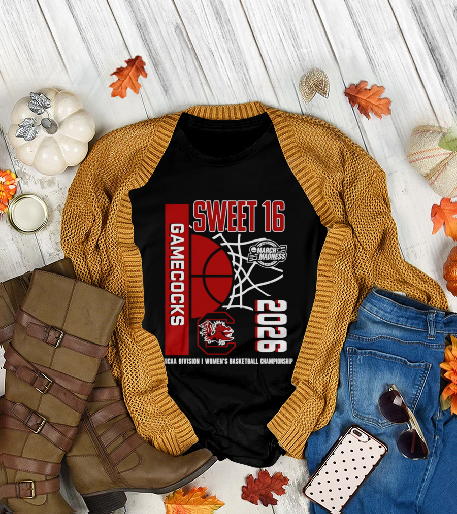 South Carolina Gamecocks 2026 NCAA Division I Women's Basketball Championship March Madness Sweet 16 T-Shirt