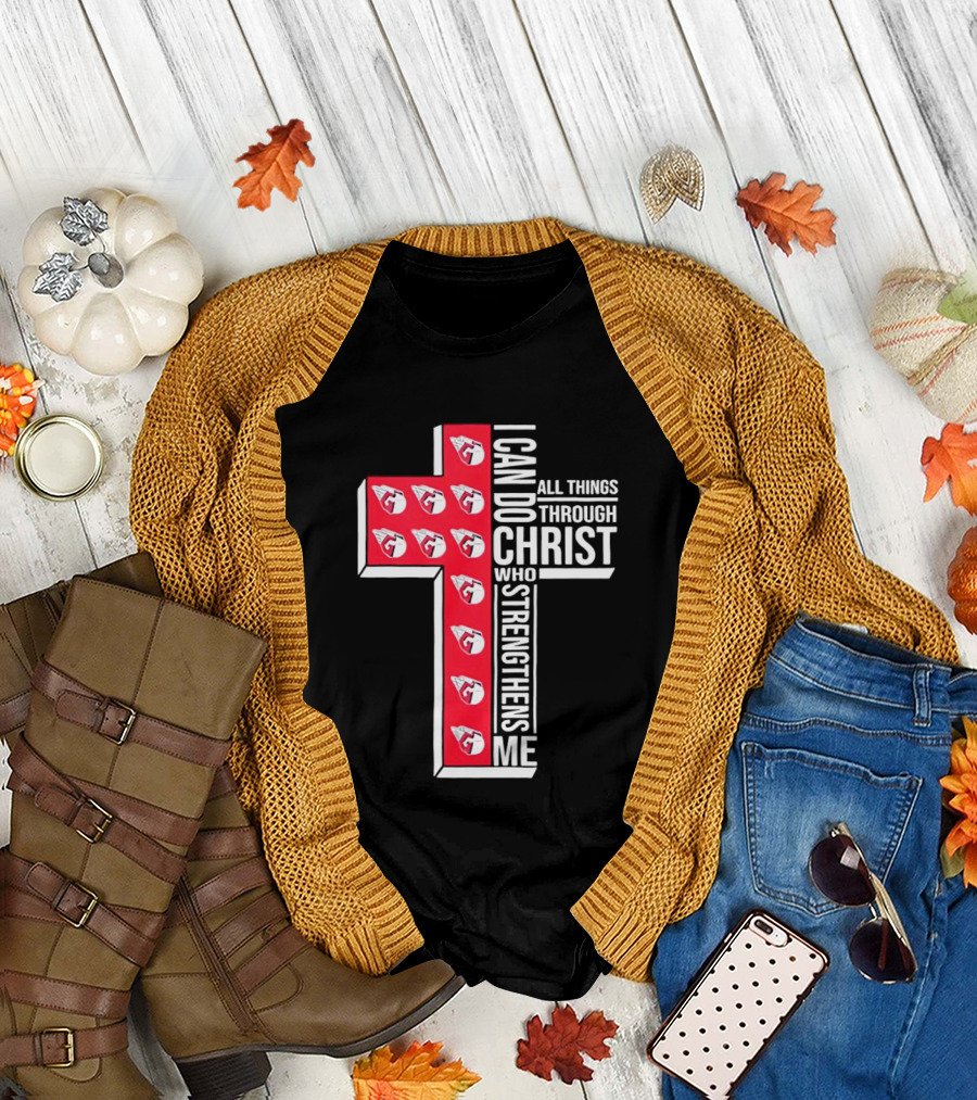 Cleveland Guardians I Can Do All Things Through Christ Cross T-Shirt