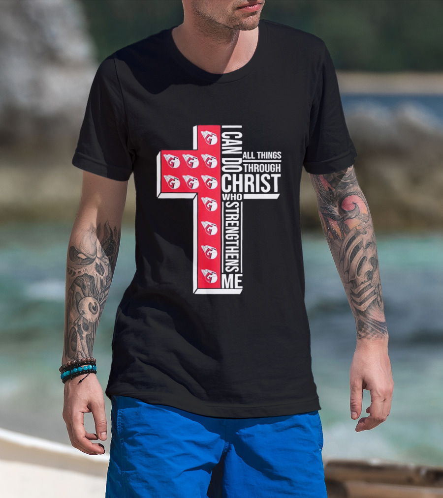 Cleveland Guardians I Can Do All Things Through Christ Cross T-Shirt