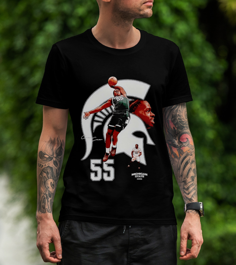 Coen Carr 55 Dunking Michigan State Spartan Basketball Player T-Shirt