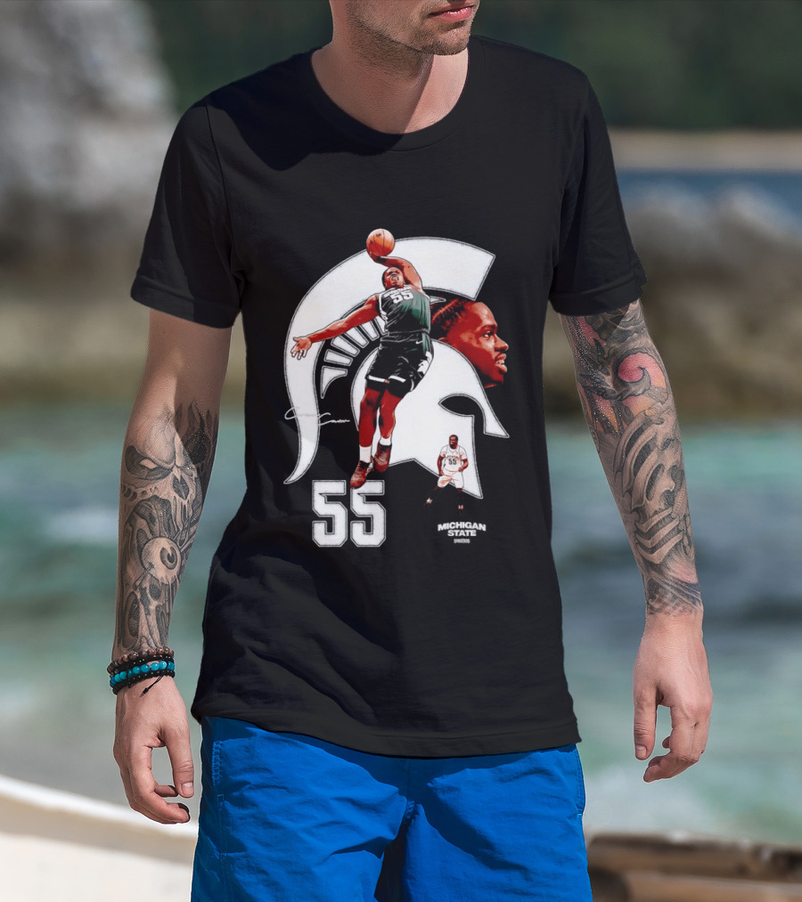 Coen Carr 55 Dunking Michigan State Spartan Basketball Player T-Shirt