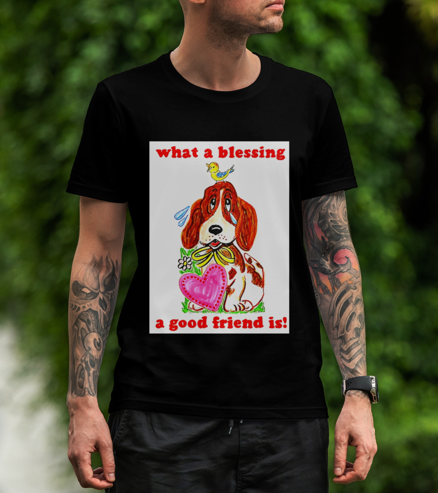 What A Blessing A Good Friend Is Dog And Bird Cartoon T-Shirt