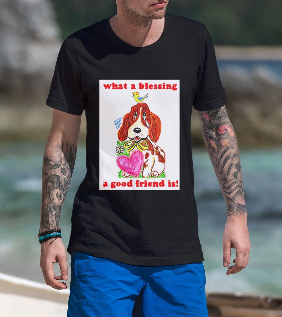 What A Blessing A Good Friend Is Dog And Bird Cartoon T-Shirt